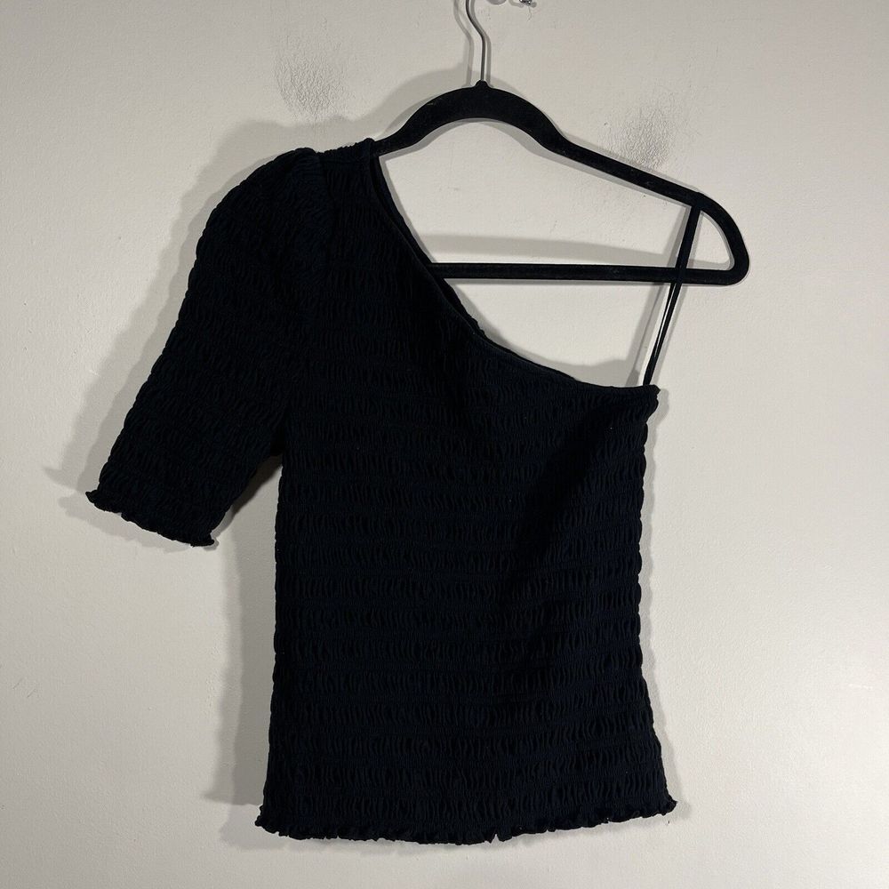 GAP Black‎ Smocked One-Shoulder Top Shirt Women's Small